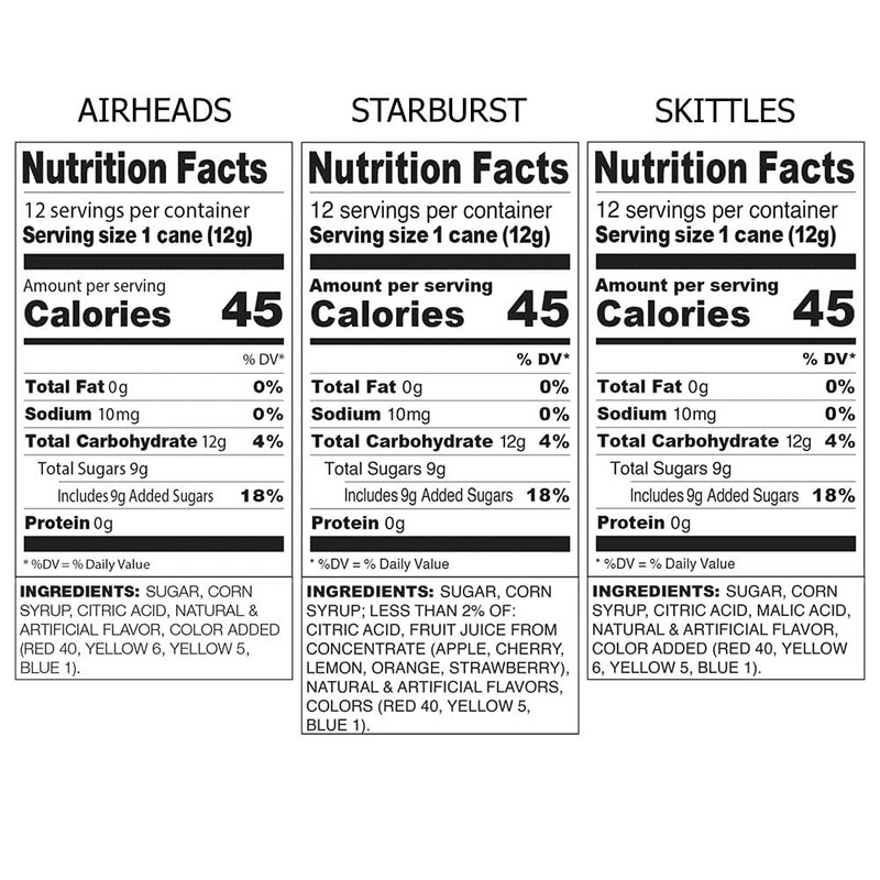 Air Heads, Starburst, and Skittles Candy Canes 36 Count Total