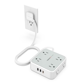 Surge Protector Power Strip, TESSAN 5 Ft Flat Plug Extension Cord with Multiple Outlets, 3 USB (1 USB C PD 20W), 8 Outlets, 900J Surge Protection, for Home, Office, Dorm Room Essentials, 1250W