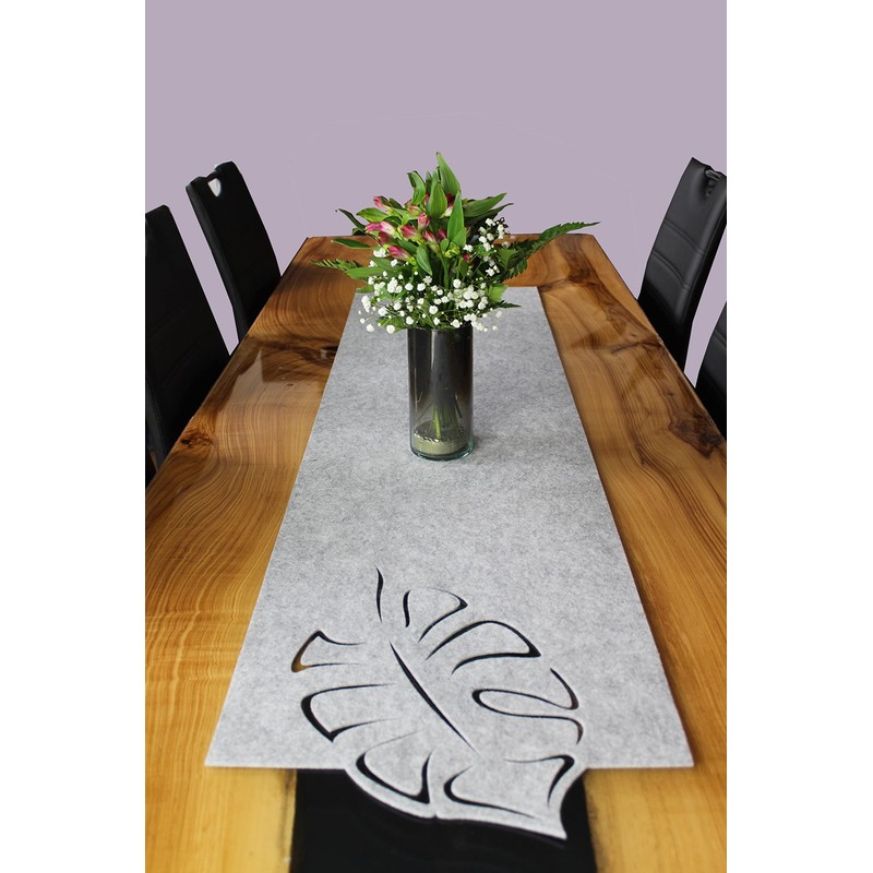 Felt Table Runner, Washable, Table Runner, Still, Grey, Heat-Resistant Felt