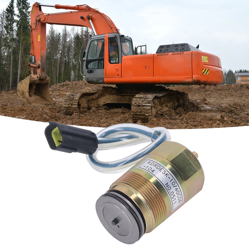 Hydraulic Pump Solenoid Valve Brass 2 Pins Excellent Performance Excavator