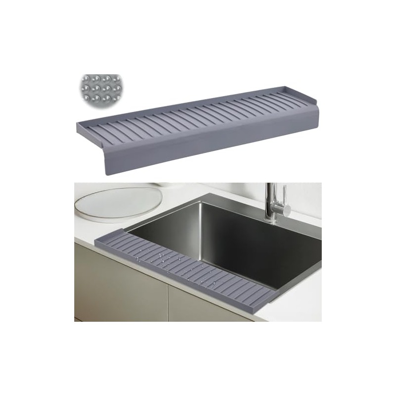 Sink Edge Protector with Suction Cup 4"x24", Silicone Sink Splash