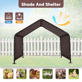 Yokaniwa Dog Shade Shelter Outdoor 4'x4'x3' Tent for Large Medium Dogs, Outside Sun Rain Canopy Pet House for Livestock Pigs Cats with Waterproof Roof Ground Nails,Brown