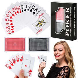 GUOYIHUA Playing Cards Card Game 2 x 54 Sheets, Plastic Poker Cards, Waterproof and Durable Playing Cards for Bridge, Canasta Poker, or Skat