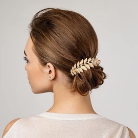 3PCS Leaf Hair Side Combs, Gold Rhinestone Hair Comb, Hair Side Comb Clips, Hair Accessories for Women, Girls, Bride, Bridesmaid