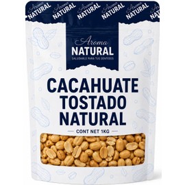 Aroma Natural - Cacahuate Tostado Sin Sal 1 kg – Bolsa Resellable | Sin Gluten · Alto en Proteína · Keto | Snack Saludable para Botanear...