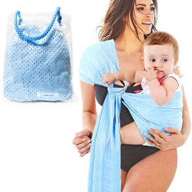 HINATAA Adjustable Baby Wrap Baby Water Ring Sling, Breathable Quick Dry Baby Carrier Mesh Fabric Perfect for Summer, Swimming, Pool, Beach (Light Blue)