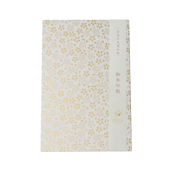 Ishikawa Paper Mino Washi Goshuin Book, White Shira, Cherry Blossom, Shuin Book, Bellows Type, Large, Yuzen Dyed Paper, Japanese Pattern, Mikiroin Book, Hosho Paper, Cute, Fashionable, 46 Pages