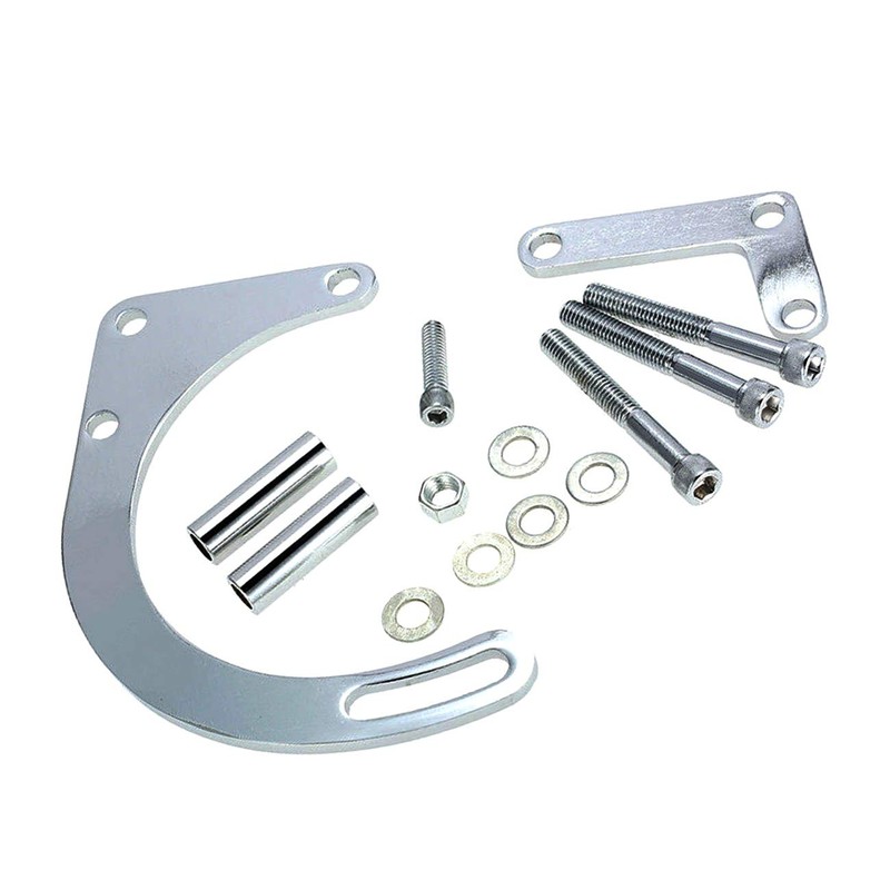 GSKMOTOR Polished Chrome Low Mount Alternator Bracket for SBC SB