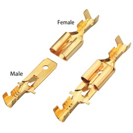 ZZLZX 200PCS Quick Coupler Crimp Terminal Plate Barbed Insert Reed Female Male Spade Crimp Terminal 1/4 inch Uninsulated Wire Connector Blade and Insert Reed Terminals 100pcs Each for Home Appliances