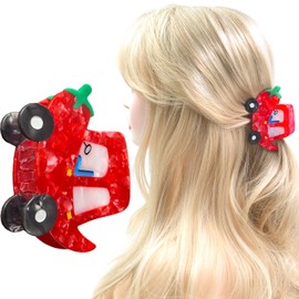 Fruit Car Shape Hair Clips 3.34" Hair Barrette Clips Cute Women Girls Hair Accessories, Red Pepper Car