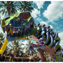 3D Printed Articulated T-Rex Skeleton – 10" & 8" – Flexible Dinosaur Figurine – Collectible Desk Decor (10-inch (L) x 5-inch (H))