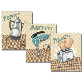 3 Retro Kitchen Appliance Prints Toaster Mixer Percolater Charlene Audrey 8x10