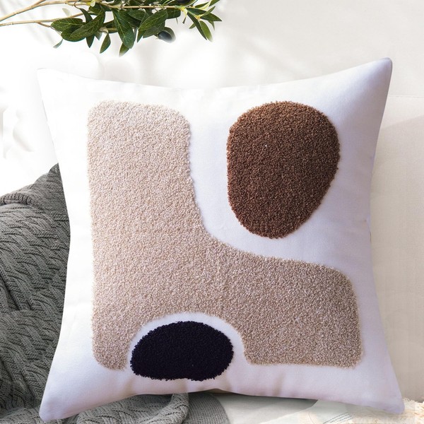 Virexen Boho Decorative Throw Pillow Covers 18x18 Textured Mid Century