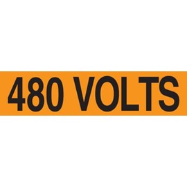 Accuform Signs LELC440 Adhesive Vinyl Conduit Voltage Marker, "480 Volts", 1-1/8" Length x 4-1/2" Width x 0.004" Thickness, Black on Orange (Pack of 4)