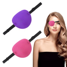 JJUNW 3D Verstellbare Augenklappe, 2 Stück Augenklappen, Medizinisch Augenklappe für Erwachsene Kinder Pirat Augenklappe Medizinische Piraten Eye Patch für Linke Rechte Augen Amblyopie(lila+rosarot)