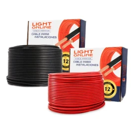 Pack 2 rollos 100m Cable Calibre 12 Rojo y Negro Thw Cca Pvc 75°c Luz En Línea