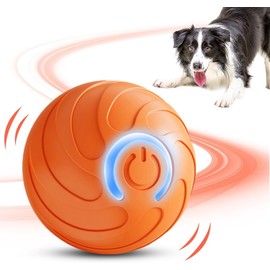 Lubur Vibrating Dog Toy – USB Rechargeable Interactive Shaky Toy for Small, Medium, Large Dogs – Automatic Moving with LED Light – Durable Bite-Resistant Pet Toy (Orange)