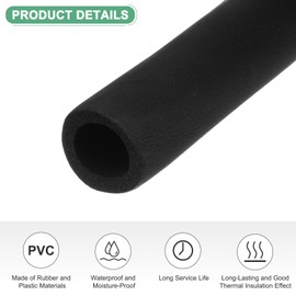 M METERXITY Pipe Insulation Foam Tube, 1-1/4"(32mm) ID x 6Ft Pipe Cover Wrap Roll, Hollow Pipe Cover for AC Unit/Guitar Stands/Exercise Machine Handle/Roof Rack [Black]
