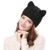 Women's Hat Cat Ear Crochet Braided Knit Caps,Black