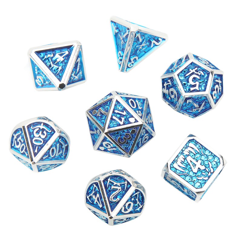 7pcs Polyhedral Dice Set Portable Exquisite Funny Metal Dice Table