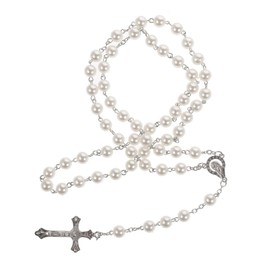 HONMEET Rosary Beads Necklace for Women Pearl Beaded Religious Necklace Chain Aesthetic Women Jewelry for Faith and Decoration Catholic Celebrations