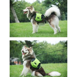 Saddle Bag Dog Backpack for Medium Large Dogs, Packing Bags Backpack for Travel Hiking Training, Reflective Waterproof Adjustable Harness Vest with Handle (Green, L (Dog 28 kg - 40 kg)