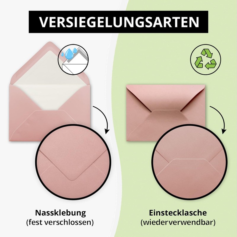 75 envelopes old pink (pink) - DIN C6 - lined
