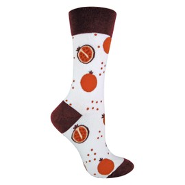TALKIE SOCKS - Ladies Cotton Rich Quirky Funky Novelty Design Fruit Socks (4-8 UK, Pomegranate)