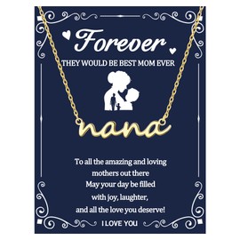 Momlovu Mom Necklace Mama Necklace 14K Gold Necklace for Women Unique Nana Mother Necklaces for Mom Mothers Day