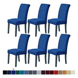 Howhic Stretch Chair Covers for Dining Room Set of 6, Removable Washable Dining Room Chair Covers, Dining Chair Slipcovers Seat Protector, Great Home Decor and Banquet Upholstery (Classic Blue,6pk)