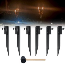 CNQLIS 6Pcs 10-3/4" Outdoor Flashlight Holders for Metal Ground Nail Solar Light and Torch Flashlight Holders, Replacement Light Stake, Freestanding Pole, Fishing Rod,Umbrella,Flagpole