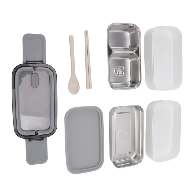 Bento Box 304 Stainless Steel Microwaveable with Chopsticks and Spoon