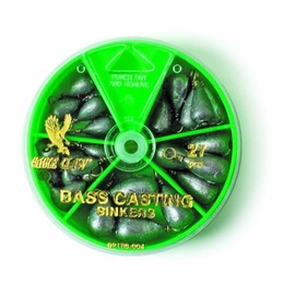 Eagle Claw Bass Casting Sinker Assortment, 27 Sinkers, Plain Lead, Assorted Sizes, Dial Pack