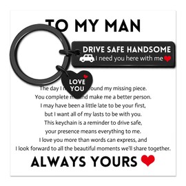 VIESUJI Drive Safe Keychain for Him I Love You Gifts for Him Boyfriend Husband Anniversary Birthday Gifts for Men
