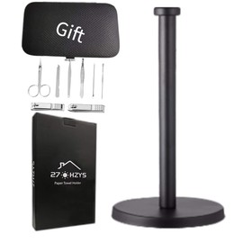 Paper Towel Holder Under Cabinet, Sturdy and Heavy for Kitchen Bathroom Bedroom Office Restaurant Coffee Shop Study Iiving Room Toilet（Black）