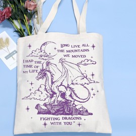 VAMSII 4th Wing Dragon Rider Gift Dragon Lover Tote Bag Fantasy Book Lover Bookish Gift Dark Romance Reader Gifts (US4thDragonTote)