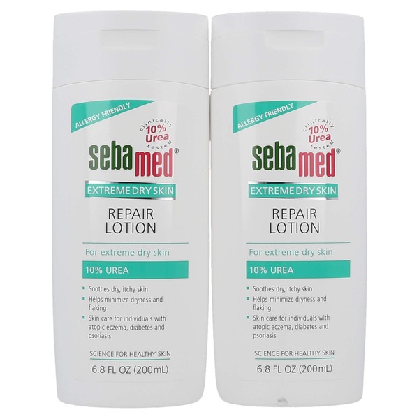 Sebamed Extreme Dry Skin Repair Advance Therapy Lotion with 10% Urea Perfect for Eczema Psoriasis Lotion Rough Dry Skin Moisturizer 6.8 Fluid Ounces (Pack of 2),White, Green