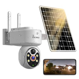 ESCANU Wireless Home Security Cameras,Solar Power PTZ Outdoor Cameras,Motion Detection,Night Vision,Water-Proof,2-Way Audio,No Subscription Fee,Cloud/SD Card Storage