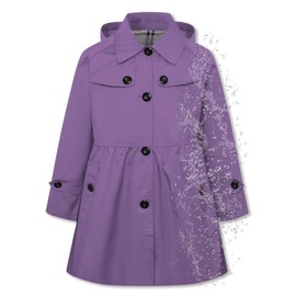 Betusline Girls Rain Jackets Lightweight Waterproof Hooded Trench Coat Windbreaker Raincoats for Girls,Waterproof-Purple,6-7 Years