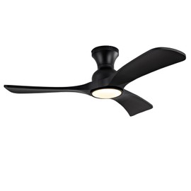 Gaizw 42" Black Moisture Prevention and Ventilation Flush Mount Ceiling Fan, Wooden Fan Light, 6-Speed Remote Control, Quiet Reversible Motor, for Bedroom Living Room and Study Room