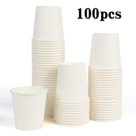 ZALAON Disposable Paper Cups,100 x 9oz White Paper Cups for Hot and Cold Drinks (250ml)
