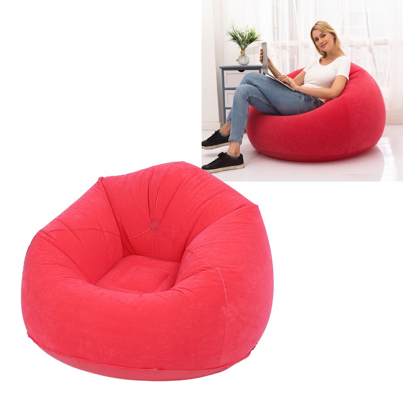 Inflatable Lounge Chair Flocking PVC Portable Folding Blow Up Sofa