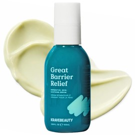 KraveBeauty Jumbo Great Barrier Relief Serum - Suero reparador de barrera inspirado en Corea, aceite de tamanu, alivia el enrojecimiento e hidrata, vegano y libre de crueldad, 3.38 onzas líquidas