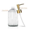 14 Oz Stripe Clear Glass Soap Dispenser with Gold Plastic