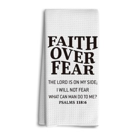 Dwept Faith Over Fear Kitchen Towels, Christian Religious Hand Towels, Bible Verse Bathroom Kitchen Decor, Jesus Lord Gifts for Faith Women Men Dish Towels Tea Towels for Kitchen
