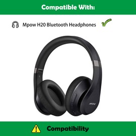 ACCOUTA Premium Ersatz Ohrpolster Kissen Kompatibel mit Mpow H20 Bluetooth Kopfhörer Ohrpolster mit Weichem Protein Leder/Memory Foam