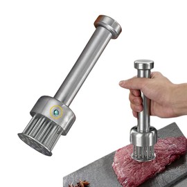 Stainless Steel Meat Tenderizer Tool With Cleaning Brush,Sharp Needle Poultry Tenderizer for Kitchen Camping BBQ Beef Chicken Steak Veal Pork