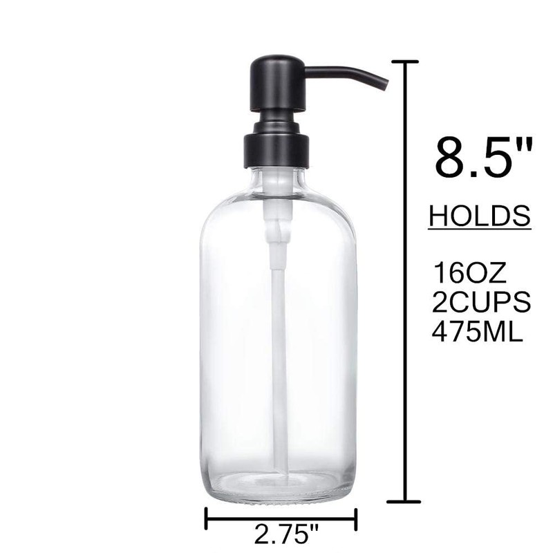 2 Pack Thick Clear Glass Pint Jar Soap Dispenser with