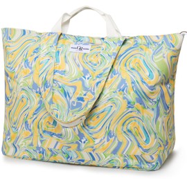 GLORIEROO Extra Large Beach Canvas Bag for Women, Waterproof Sandproof Over-Size Carry On Beach Essentials Tote with 5 Pockets Birthday Teacher Mothers Day Gifts for Women