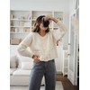 Flygo Cropped Cardigan Sweaters for Women Long Sleeve Cable Knit